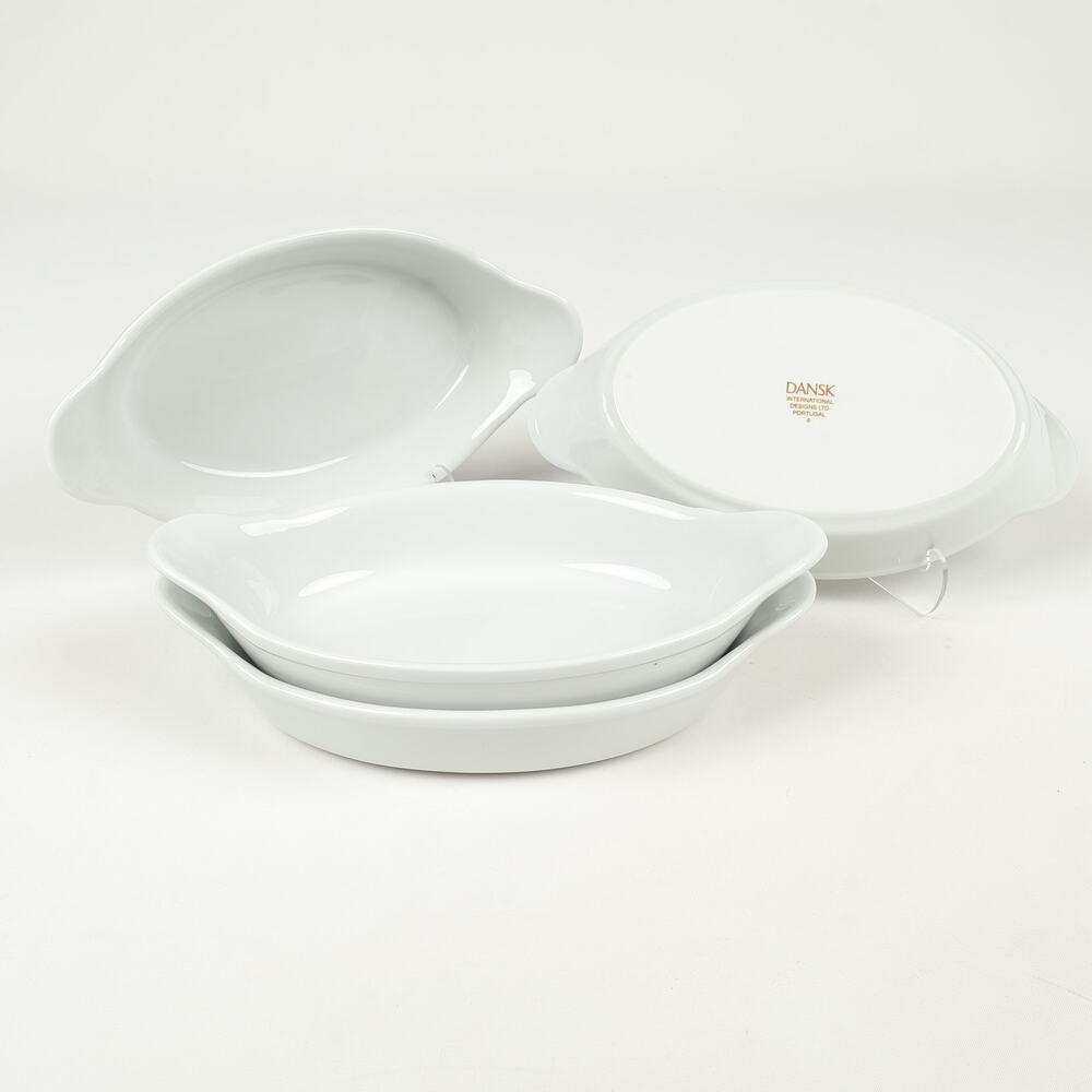 Lot of 4 Dansk Oval Au Gratin Baking Serving Dish White Porcelain Portugal